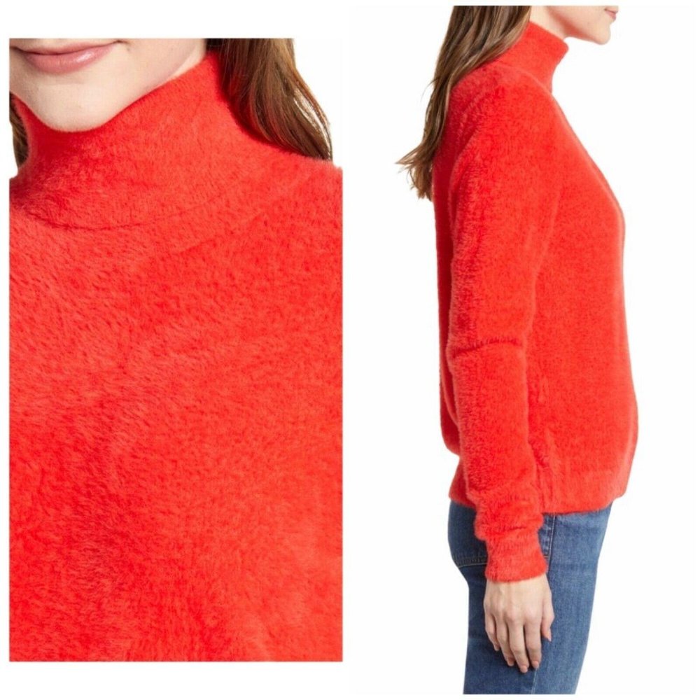 Halogen Red Poppy Soft Fuzzy Turtleneck Sweater - image 4